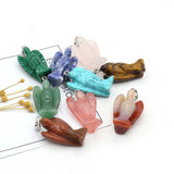3Pcs Natural Stone Pendant Angel Shape Charm For DIY Jewelry Making