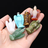 3Pcs Natural Stone Pendant Angel Shape Charm For DIY Jewelry Making