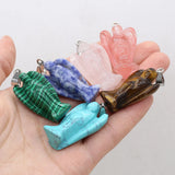 3Pcs Natural Stone Pendant Angel Shape Charm For DIY Jewelry Making
