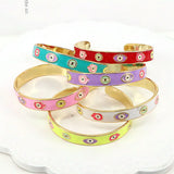 3Pcs Colorful Enamel Eye Open Adjustable Cuff Bangles Copper Jewelry