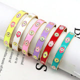 3Pcs Colorful Enamel Eye Open Adjustable Cuff Bangles Copper Jewelry