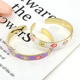 3Pcs Colorful Enamel Eye Open Adjustable Cuff Bangles Copper Jewelry