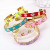 3Pcs Colorful Enamel Eye Open Adjustable Cuff Bangles Copper Jewelry