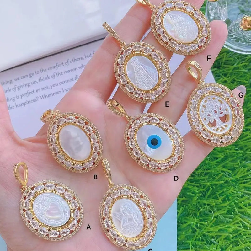 3Pcs CZ Micro Pave Crystal Necklace, DIY Charm