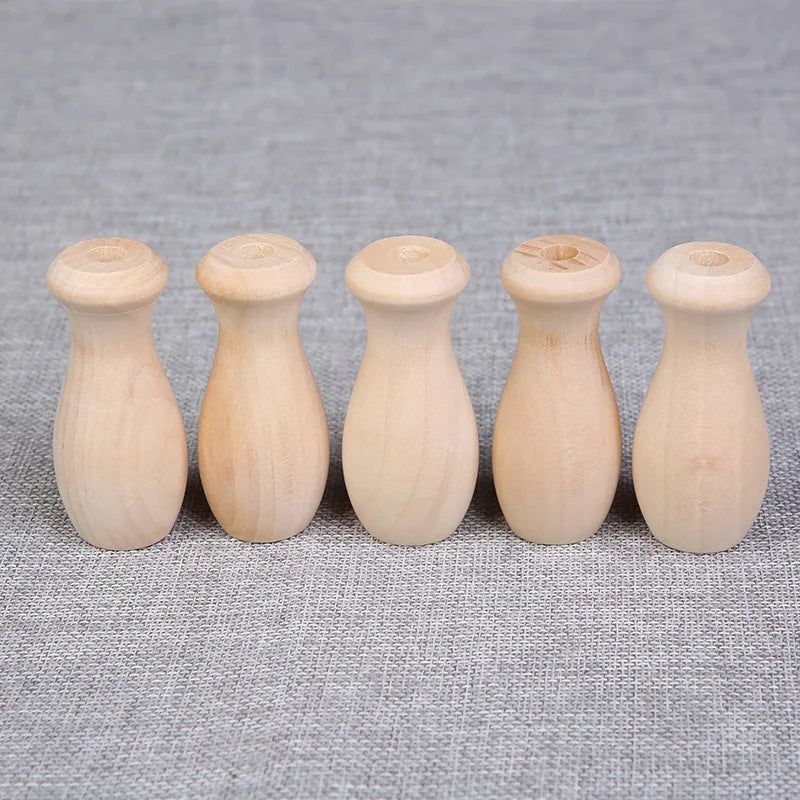 3Pcs Natural Hemu Vase Shape Wooden Crafts DIY Kids Toys