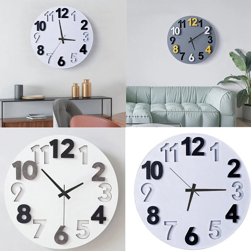 3Pcs Quartz Clock Movement Mechanism With Walnut Wood Hands