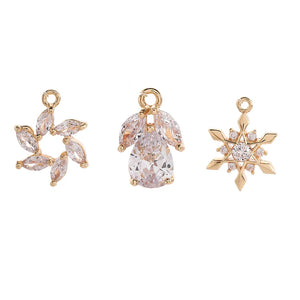 3Pcs Plated Snowflake & Daisy Flower Charms for DIY Jewelry Making
