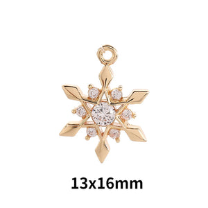 3Pcs Plated Snowflake & Daisy Flower Charms for DIY Jewelry Making