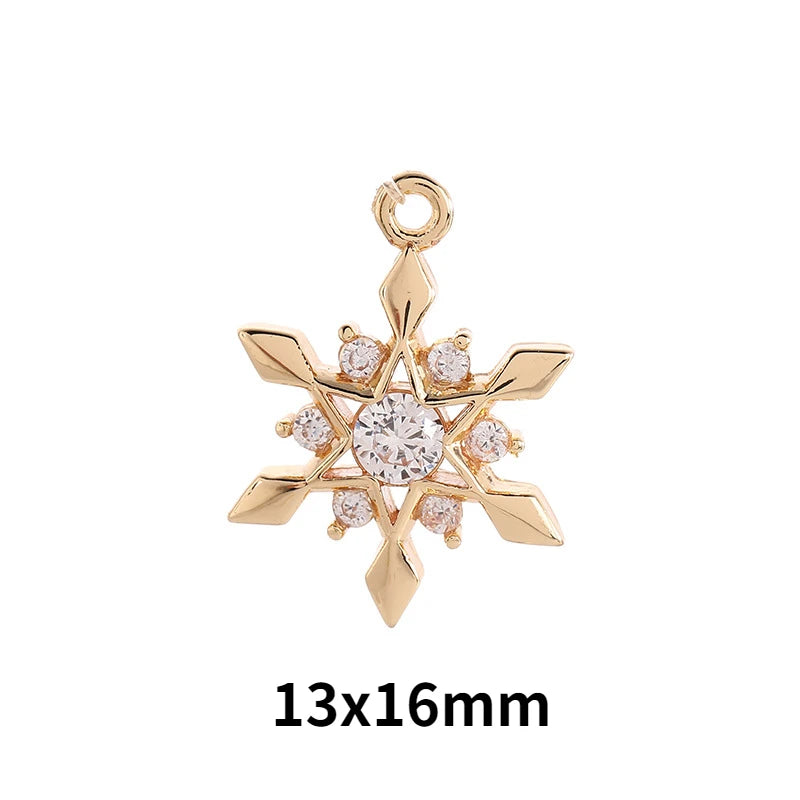 3Pcs Plated Snowflake & Daisy Flower Charms for DIY Jewelry Making