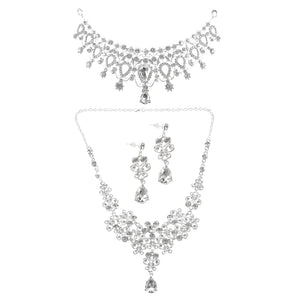 3Pcs Rhinestone Crystal Bridal Jewelry Sets Wedding Engagement Jewelry