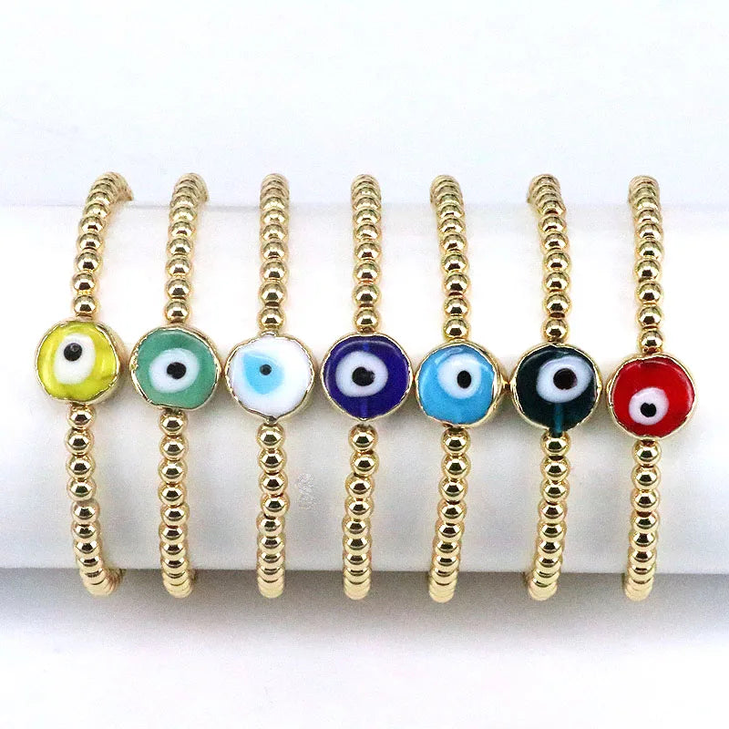 Colorful Lampwork Eye Bead Bracelet Lucky Stretch Bangle