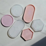 3Pcs Agate Coaster Molds Glossy Mirror DIY Craft Tray Moulds