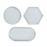 3Pcs Agate Coaster Molds Glossy Mirror DIY Craft Tray Moulds