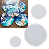 3Pcs Round Tray Coaster Epoxy Resin Mold Cup Mat Mug Pad Silicone Mould