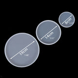 3Pcs Round Tray Coaster Epoxy Resin Mold Cup Mat Mug Pad Silicone Mould