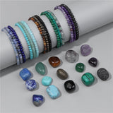 3Pcs Set 4MM Raw Stone Stretch Bracelet Healing Meditation Jewelry