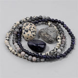 3Pcs Set 4MM Raw Stone Stretch Bracelet Healing Meditation Jewelry
