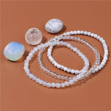 3Pcs Set 4MM Raw Stone Stretch Bracelet Healing Meditation Jewelry