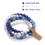 3Pcs Natural Stone Bracelet Set with Wish Tag, Reiki Crystal Quartz Jewelry