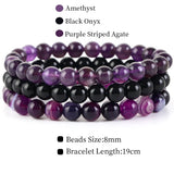 3Pcs/Set 8mm Stone Bracelet Amethysts Hematite Turquoise Beads Bracelets