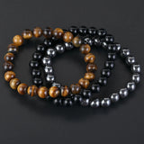 3Pcs 8mm Natural Stone Bracelet Women Men Rose Quartz Opal Turquoise Amethysts