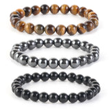 3Pcs 8mm Natural Stone Bracelet Women Men Rose Quartz Opal Turquoise Amethysts