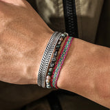 3Pcs/Set Silver Plated Bracelets Natural Stone Skull Beads
