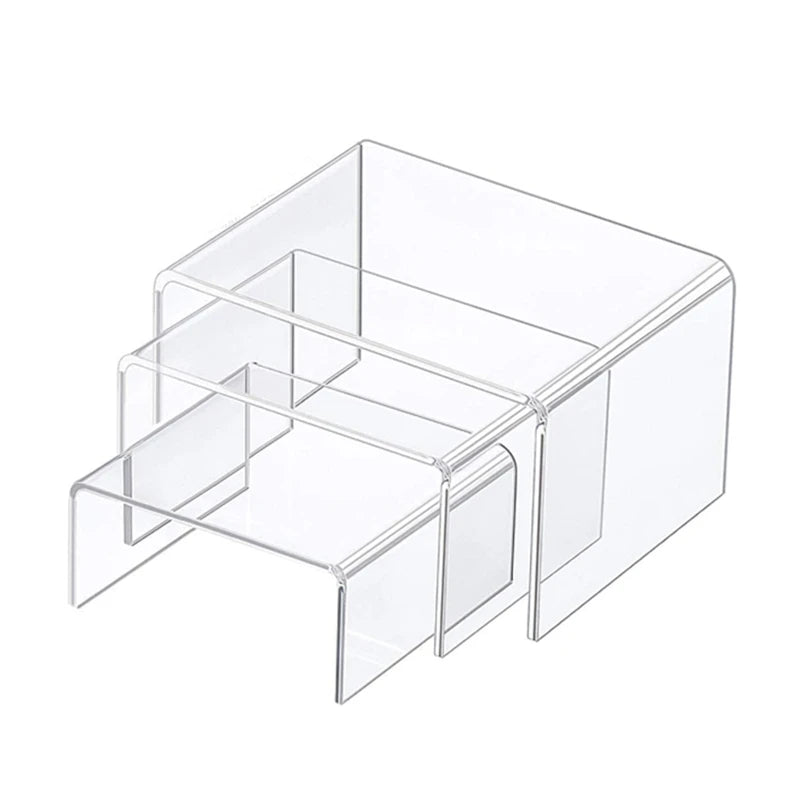 3Pcs Acrylic Display Stand Jewelry Showcase Storage Rack Shelf