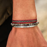 Adjustable 925 Silver Plated Map Stone Bracelet Set