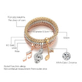3Pcs Set Silvery Rose Music Note Charm Bracelet for Women