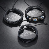 3Pcs/Set Braided Wrap Leather Bracelets for Men Vintage Eye Charm Leather Bangle