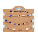3Pcs Colorful Chain Bracelet Set Bohemian Beads Flower Charm Bracelet for Women