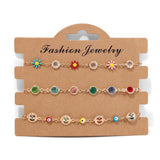 3Pcs Colorful Chain Bracelet Set Bohemian Beads Flower Charm Bracelet for Women