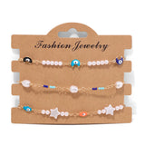 3Pcs Colorful Chain Bracelet Set Bohemian Beads Flower Charm Bracelet for Women