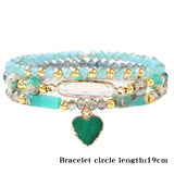 3Pcs/Set Crystal Bracelets Heart Pendant Women