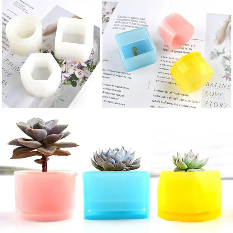3Pcs/Set Flowerpot Casting Silicone Mould DIY Crafts