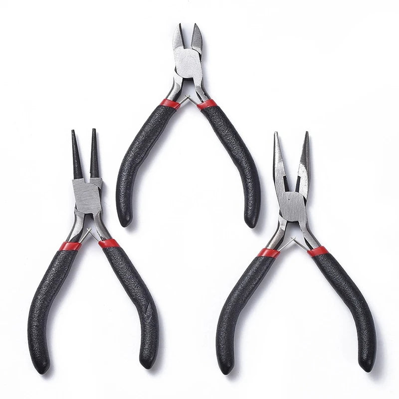 3Pcs DIY Jewelry Tool Pliers Set Ferronickel Side Cutter Round Chain Nose