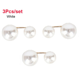 3Pcs/Set Double Pearl Brooch Pins Women Sweater Coat Dress Decoration