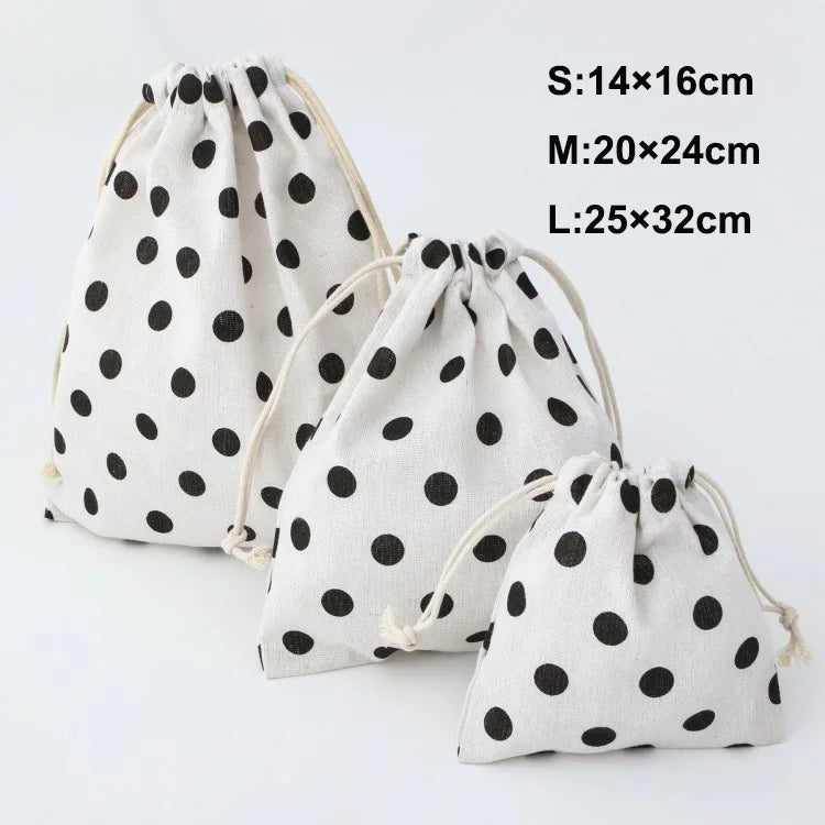 3Pcs/Set Floral Drawstring Cotton Cosmetic Pouch