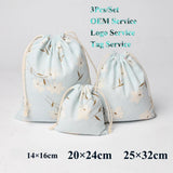 3Pcs/Set Floral Drawstring Cotton Cosmetic Pouch
