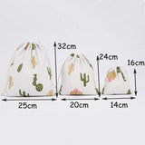 3Pcs/Set Floral Drawstring Cotton Cosmetic Pouch