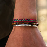 3Pcs/Set Tiger Eye Beaded Cuff Bracelet Bohemian Silver Bracelet Jewelry