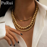 3Pcs Hip Hop Ball Beads Chain Necklace Gothic Punk Choker Necklaces