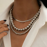 3Pcs Hip Hop Ball Beads Chain Necklace Gothic Punk Choker Necklaces