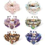 3Pcs/Set Tiger Eye Stone Bracelet Set Love Heart Bangle