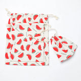 3Pcs Natural Fruit Drawstring Cosmetic Organizer Pouch