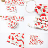 3Pcs Natural Fruit Drawstring Cosmetic Organizer Pouch