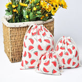 3Pcs Natural Fruit Drawstring Cosmetic Organizer Pouch