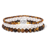 3Pcs/Set Tiger Eye Bead Bracelets Reiki Bangle Jewelry