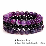 3Pc Set Natural Stone Beaded Bracelet Stackable Elastic Jewelry